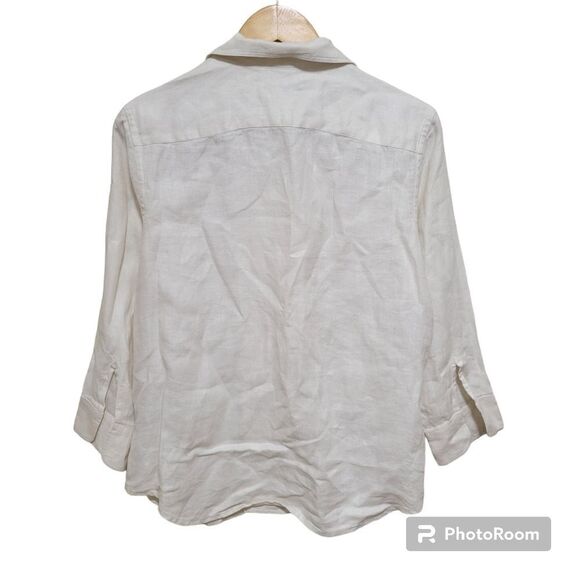 Lauren Ralph Lauren Womens Button Down Collared Linen Tan Size L - Picture 2 of 8